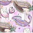 thumbnail image 2 of Metal Light Switch Wall Plate Outlet Cover (Mermaid Cat Pattern Glitter Print Pastel - Double Toggle), 2 of 2