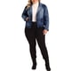thumbnail image 2 of Chaquetas de mezclilla de talla grande Agnes Orinda para mujeres, blazers de trabajo con solapa de jean, azul oscuro 1X, 2 of 5