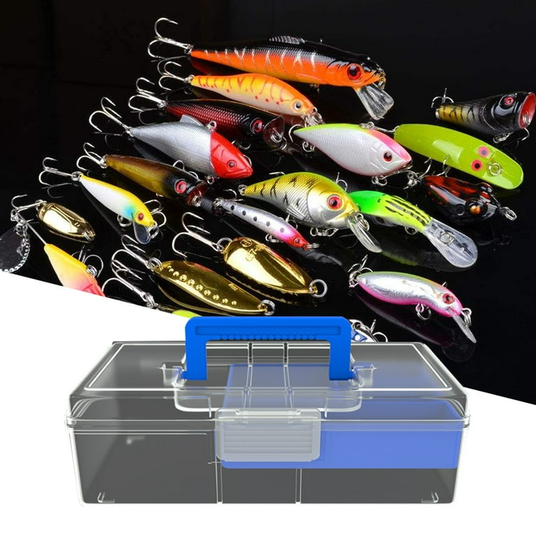 Fishing Tackle Box Waterproof Plastic Double Layer Spinner Lures Hook  Minnow Bait Storage Case Fishing Tool Accessories