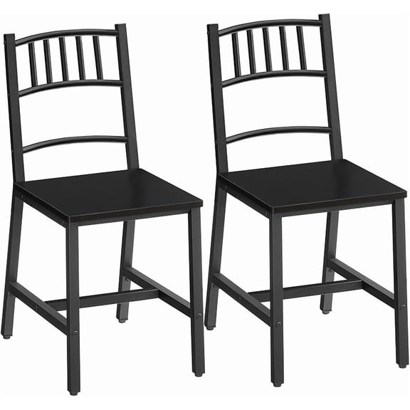 Kitchen Chairs Set of 2, Wooden Dining Room Chairs with Metal Frame, Dining Chairs with Back, Easy to Assemble, Farmhouse Dining Chairs for Kitchen, Living Room, Rustic Brown and Black