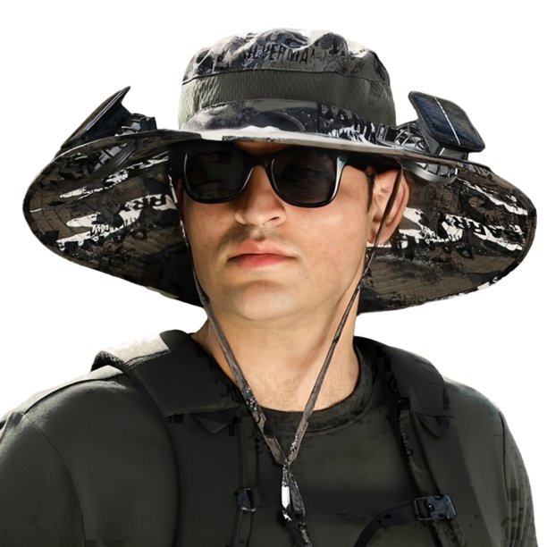 Sombrero Del Playa Solón Con 2 Ventiladores Solares USB Y Solar para Hombres (multicolor) Rojo