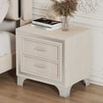 thumbnail image 2 of 2-Drawer Beige Velvet Nightstand with Metal Legs / Save Space and Organize Bedroom Essentials, 2 of 6
