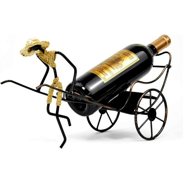 ZHAOCHENG Soporte para botellas de vino, estante para decoración de rickshaw, soporte para botellas de mesa, regalo único para botellas, regalo para el hogar, cocina, estante para vino, soporte para b
