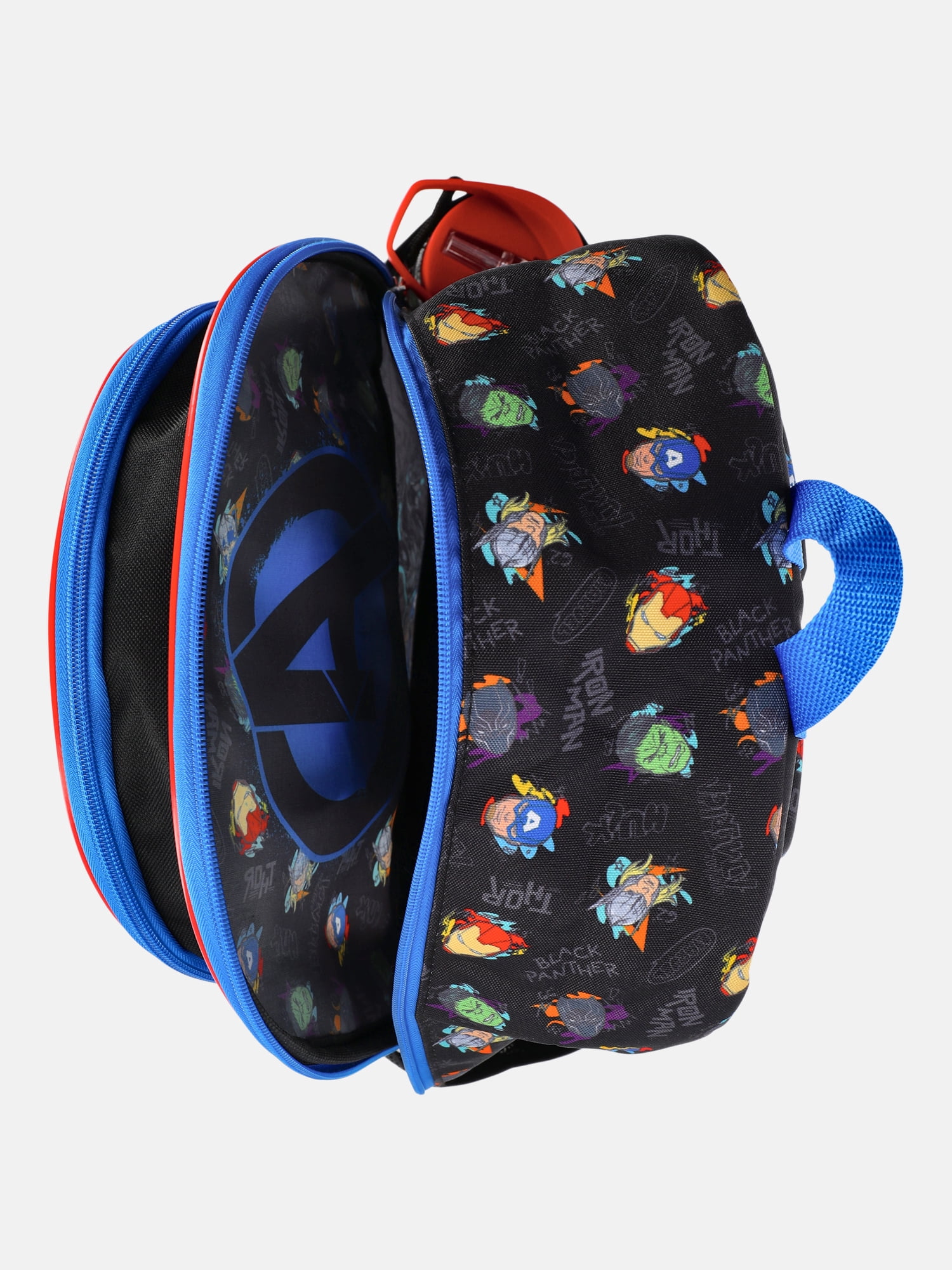 Marvel Black Backpack Set with Lunch kit, Headphones and Water Bottle