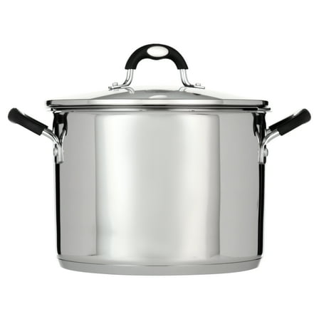Tramontina 8-Quart Gourmet Stainless-Steel Covered Stock Pot with Lock and Drain