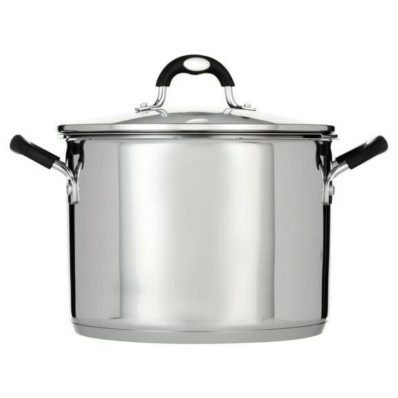 Tramontina 8-Quart Gourmet Stainless-Steel Covered Stock Pot with Lock and Drain