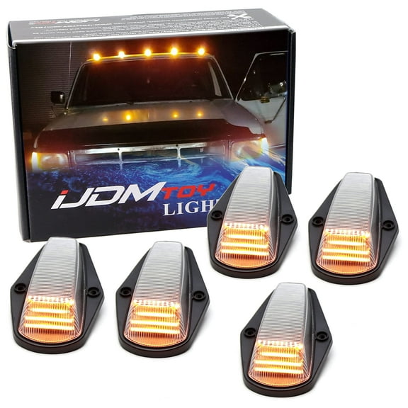 Semi-Clear Lens Amber Yellow Full LED Cab Roof Marker Lamps Replacement For Ford 1980-1997 F150 F250 F350, Also Universal Fit For Other Trucks