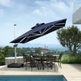 thumbnail image 2 of PURPLE LEAF 11FT Deluxe Square Solar Powered LED Patio Umbrella with Base, Large Offset Cantilever Umbrella with 360° Rotation, Navy Blue, 2 of 16