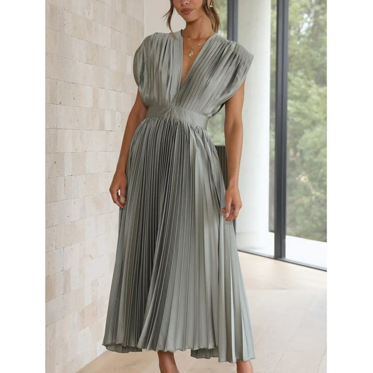 Satin Dresses for Women V Neck Tank Dress Ruched Ruffle Tie Backless Cocktail Evening Prom Formal Solid Midi Dress (Medium, Gray) - Walmart.com Satin Dresses for Women V Neck Tank Dress Ruched Ruffle Tie Backless Cocktail Evening Prom Formal Solid Midi Dress (Medium, Gray) - Walmart.com