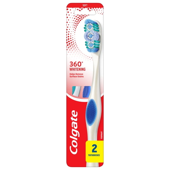 Colgate 360 Optic White soft Whitening Toothbrush,  for adults 2 pk