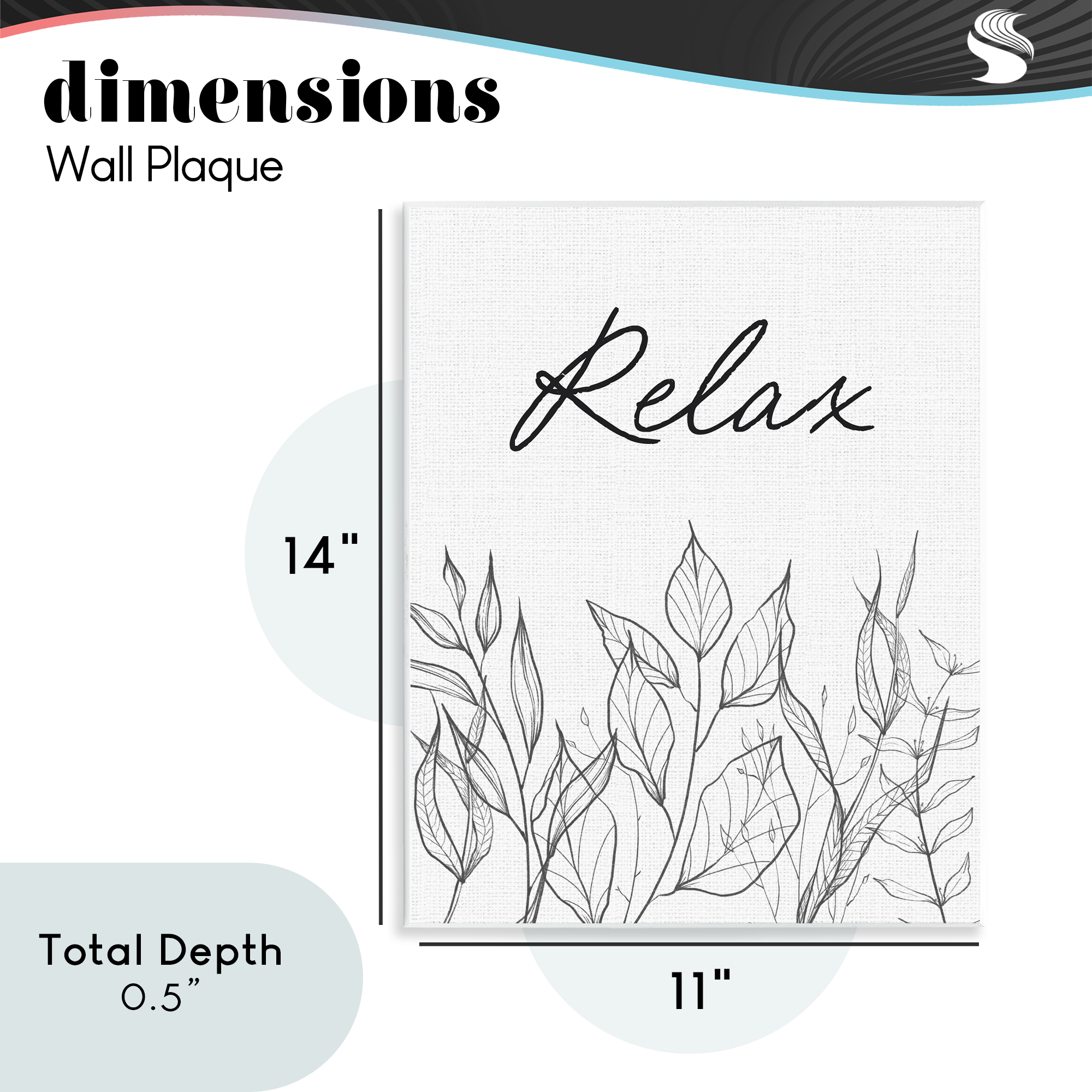 Relax with Leaf Outlines Wall Plaque Art, design by Lettered and Lined