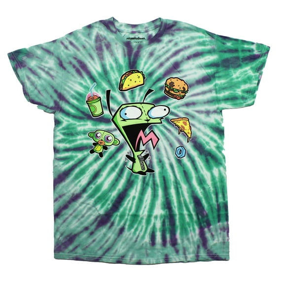 Invader Zim Mens T-Shirt - Gir Centered Around Food Tie Dye