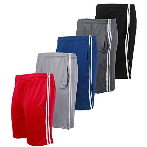 BROOKLYN VERTICAL Pack of 5 Men?s Mesh Athletic Basketball Quick Dry Shorts with Pockets for Gym, Running & Workout