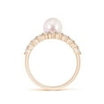 thumbnail image 2 of ANGARA Japanese Akoya Cultured Pearl Solitaire Ring with Diamonds in 14K Rose Gold for Women | June Birthstone, Birthday, Anniversary, Jewelry Gift for Women | Pearl Ring, 2 of 8