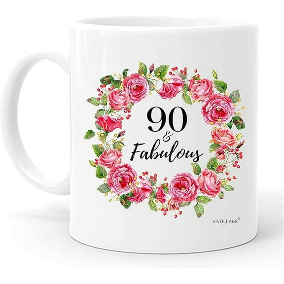Vivulla68 90 Fabulous Birthday Mug, 90th Birthday Gifts For Women, 90 Year Old Birthday Gifts For Women, 1935 Birthday Decorations For Woman, 90th Birthday Cups, 90th Birthday Gift Ideas For Grandma