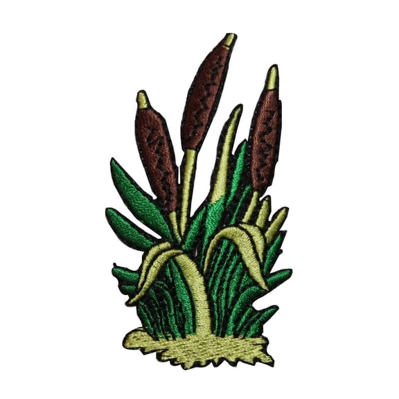 ID 7232 Cat Tail Bush Patch Nature Water Plant Pond Embroidered Iron On Applique