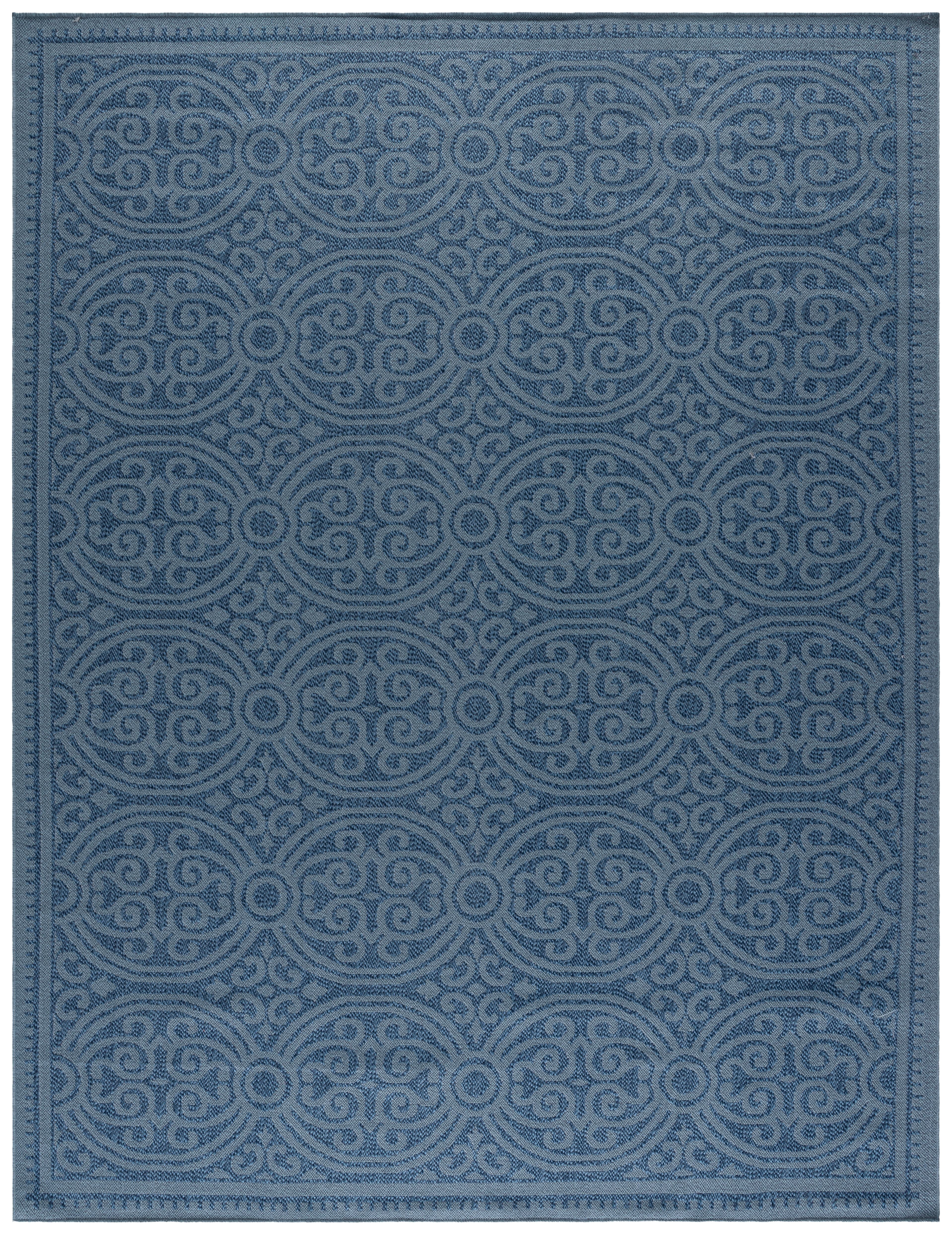 SAFAVIEH Machine Washable Rug Indoor/Outdoor Bermuda Collection - Bermuda Terrance Geometric Indoor/Outdoor Area Rug, Navy, 8' x 10'