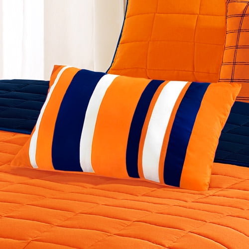Solid Microfiber Oblong Pillow Orange Navy