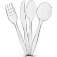 Clear Plastic Tea Spoons Disposable Cutlery Medium Weight Utensils 50