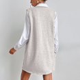thumbnail image 5 of Robe Chandail Courte Sans Manches à Col en V pour Femme, Tricotée, Unie, avec Poches, Décontractée, Confortable, Tunique à Enfiler, 5 of 5