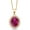 Created Ruby, July, variant on 18K Yellow Gold Plated Silver Pendant with Chain Oval Red Created Ruby and Moissanite (4.32 Cttw)