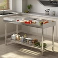 thumbnail image 3 of Ourlova Stainless Steel Table with Backsplash 24 x 48 Inches Heavy Duty Table for Kitchen Commercial Stainless Steel Prep Table with Adjustable Undershelf for Restaurant Home and Hotel, 3 of 7