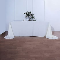 BalsaCircle 90" x 156" Polyester Rectangular Tablecloth Rounded Corners Ivory