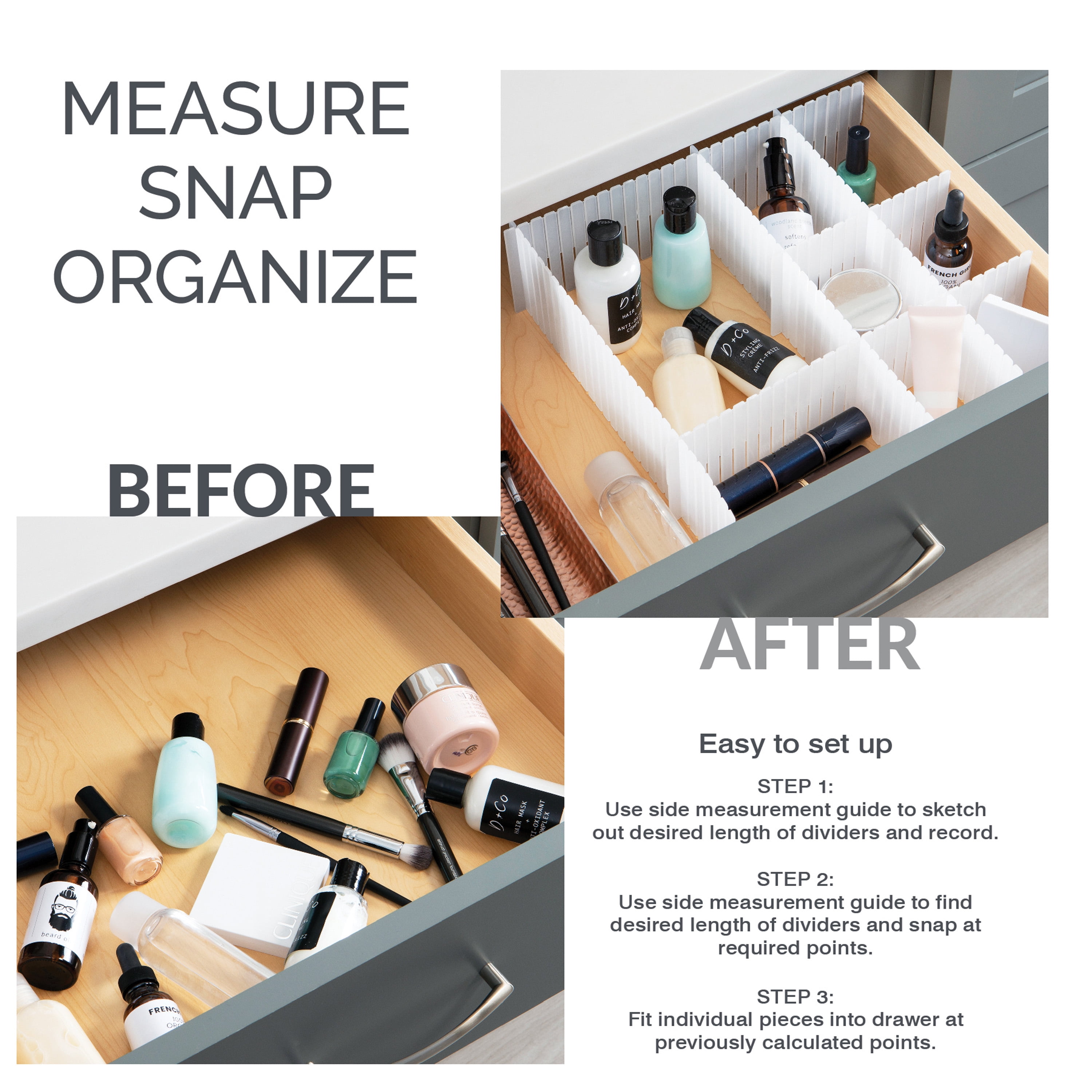 Simplify Interlocking Draw Organizers, Customizable, 3 Piece, White