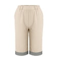 thumbnail image 3 of Womens Cotton Linen Casual Shorts Elastic Waist Shorts Women Loose Shorts Women Beachy Shorts Business Casual Work Pleated Linen Shorts Women Workout Shorts Women Womens Comfy Shorts, 3 of 9