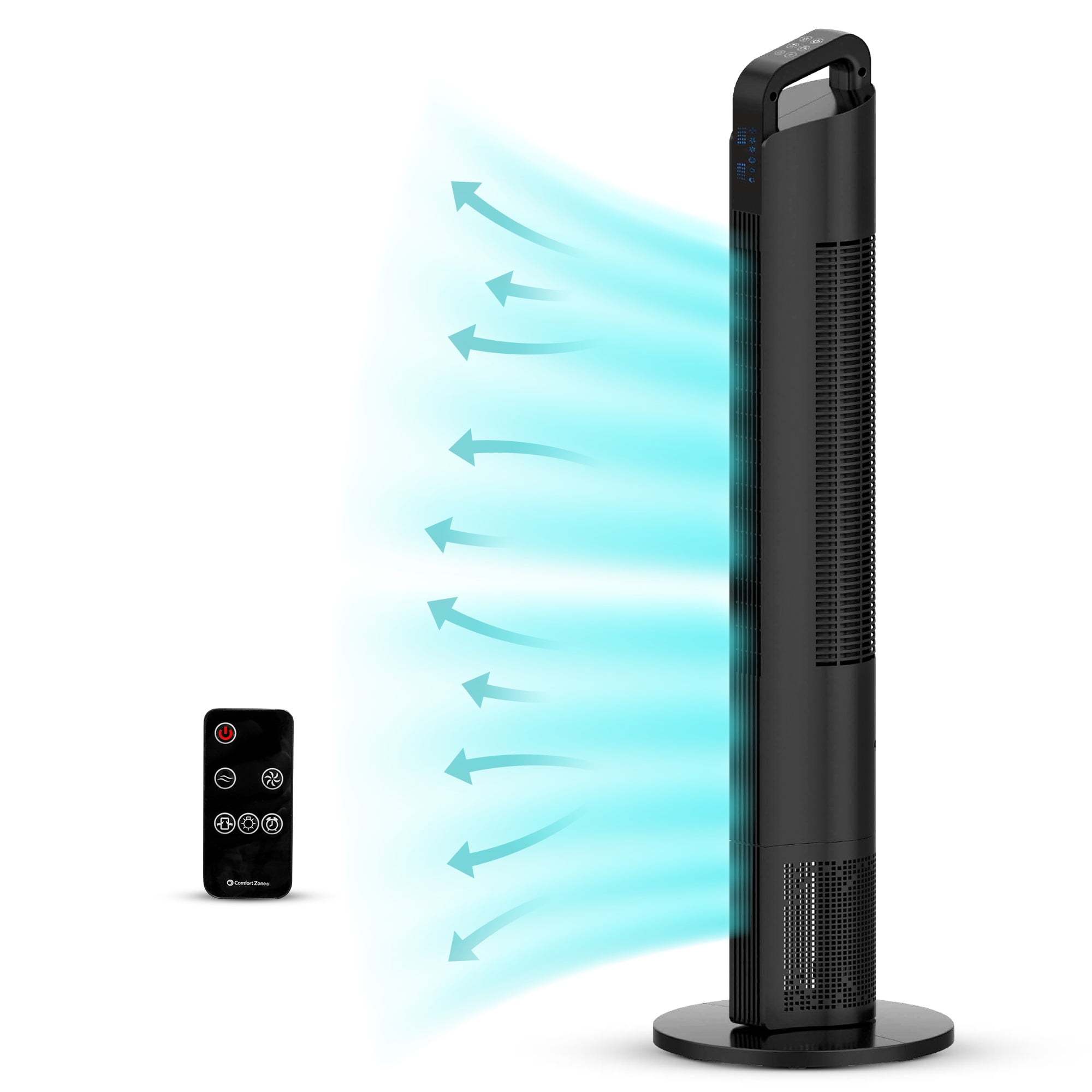 Buy Comfort Zone 42 Oscillating Tower Fan wRemote, Black Online at ...