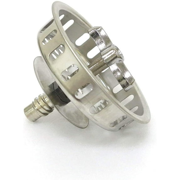 Twist Lock Basket Strainer Replacement (Premium 304 Stainless Steel Construction) for 3-1/2" Spin and Seal Drains W/Threaded Stopper Function-