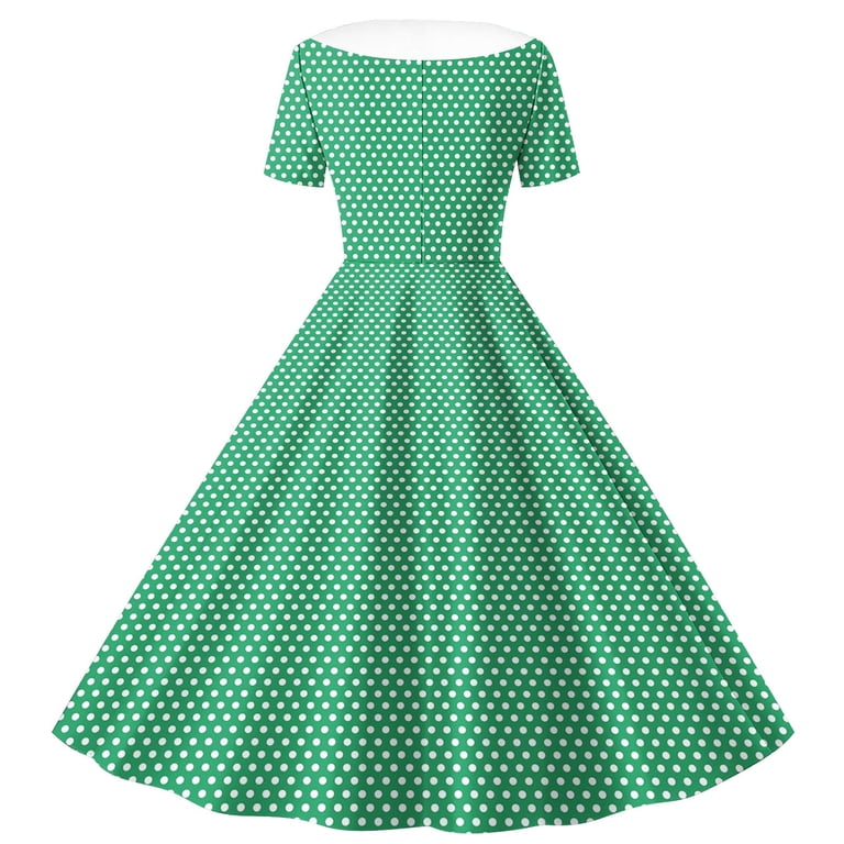 green rockabilly dress Womens Plus Size Green Polka Dot Dress 3X Retro Inspired Rockabilly Bow Accent