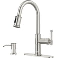 thumbnail image 1 of Llave Mezcladora para Fregadero con Dispensador de Jabón, 3 Modos de 360 ° Giratorio Monomando Mezclador de Fregadero de Cocina con Pulverizador, Grifo de Cocina Acero Inoxidable, 1 of 31