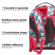 J World Girls Sunrise 18 Rolling Backpack for School and Travel, Palm Leaves