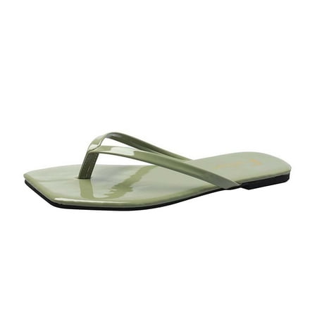 

VerPetridure Platform Sandals for Women Womens Summer Fashion Solid Color Slippers Square Head Flat Multicolour Casual Flip Flops Slippers