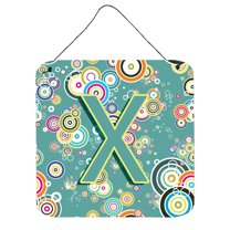 Carolines Treasures CJ2015-XDS66 Letter X Circle Circle Teal Initial Alphabet Wall or Door Hanging Prints 6HX6W