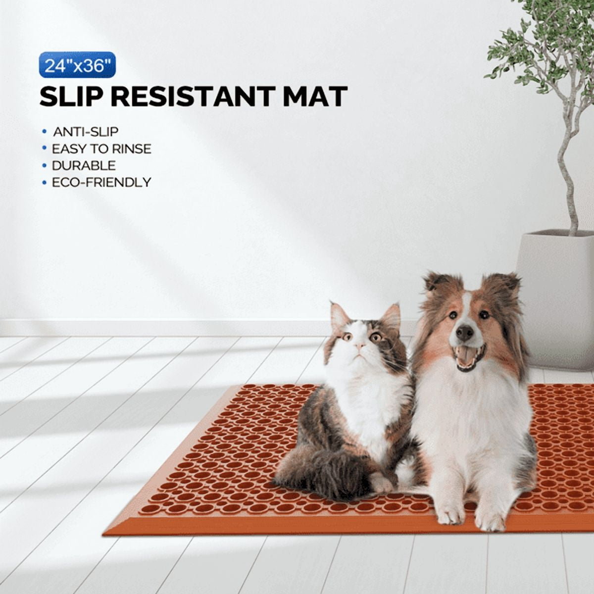 Floor Mat Non-Slip Anti-Fatigue Cushioned Mat, Waterproof Heavy Duty Mat for Kitchen, Garage, Workshop, Gym, Indoor & Outdoor Use