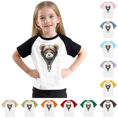 Riecok Short Sleeve Blouses for Kid Crewneck Comfortable Shirt Kids Clothes Toddler Kids Boy Lightweight Trendy Outfits Blouses Top Summer 7 T Yellow