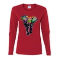 thumbnail image 2 of Colorful Rainbow Floral Elephant Animal Lover Womens Graphic Long Sleeve T-Shirt, Red, Small, 2 of 3