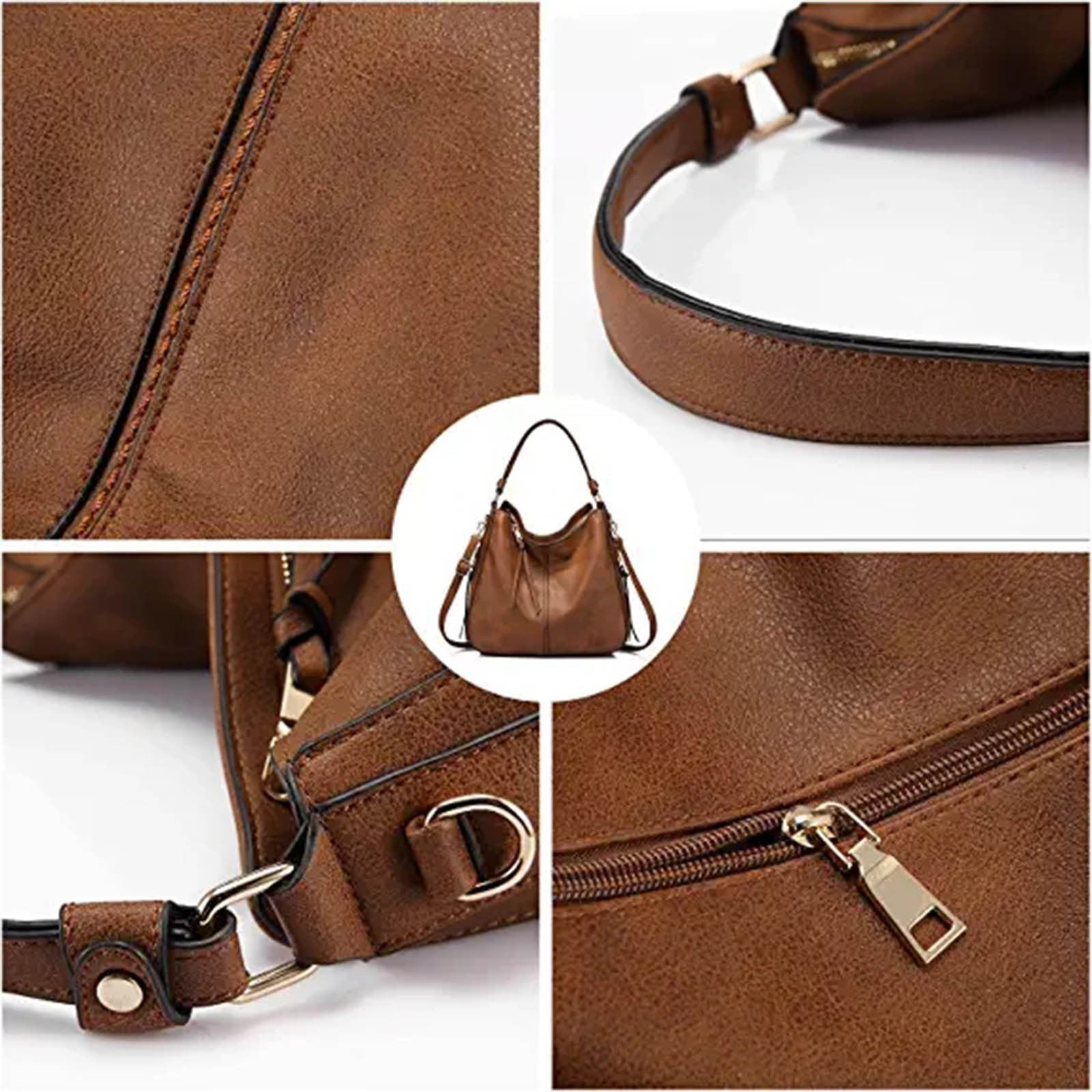 Faraee Hobo Crossbody Bags for Women Leather Retro Handbags Purses Top Handle Large Shoulder Bag