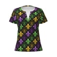 thumbnail image 4 of Wukai Mardi Gras1 Casual V-Neck Graphic Tees for Women: Lightweight and Breathable Summer Tops with Stylish Design-Large, 4 of 8