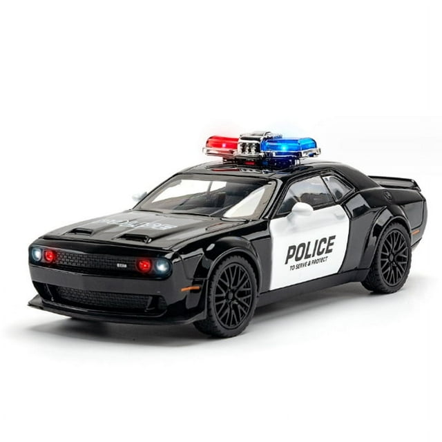 1:32 Dodge Challenger SRT Alloy Sports Car Model Simulation Diecast Metal Toy Muscle Car Model Sound and Light Children Toy Gift Police