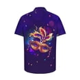 thumbnail image 3 of Ceisia Men's Mardi Gras Festive Print Short Sleeve Button-Up Shirt Collection | Celestial Feather Mask Button-Up Shirt Gifts, 3 of 5