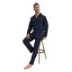 thumbnail image 3 of Apparonia Conjunto de Pijamas para Hombre de Algodón con Cuello con Muesca Pijamas para Hombre de Manga Larga Ropa de Dormir para Hombre con Bolsillos y Frente Fly Estampados Azul Marino XXL, 3 of 7