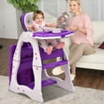 thumbnail image 3 of Costway 3 in 1 Baby High Chair Convertible Play Table Seat Booster Toddler Feeding Tray Purple, 3 of 10