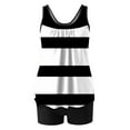 thumbnail image 4 of CALAFEBILA 2 Piece Junior Swimsuit Tankini Modest Striped Print Pleated Summer Bathing Suits, 4 of 6