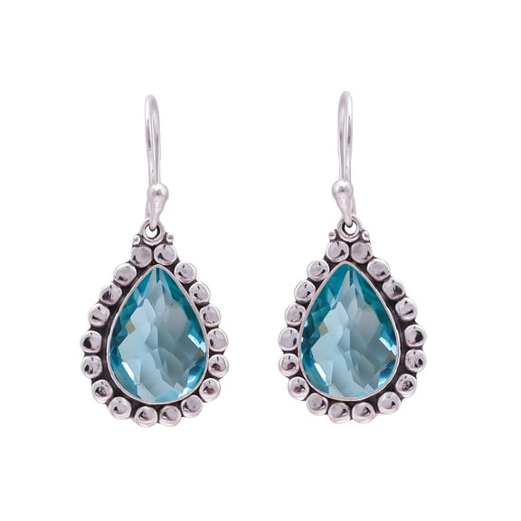 Aquamarine Gemstone 925 sterling Silver Earring, Length 1.46", Gift For Her, Silver Handmade Jewelry, Aquamarine Earring, Aqua Blue Earring, Pear Earr
