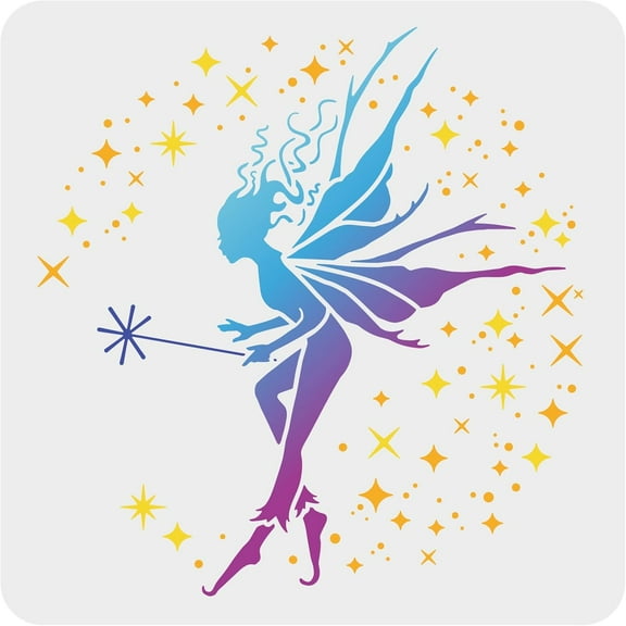 Plastic Reusable Drawing Painting Stencils Templates for Painting on Scrapbook Fabric Tiles Floor Furniture Wood Square Fairy Pattern 300x300mm