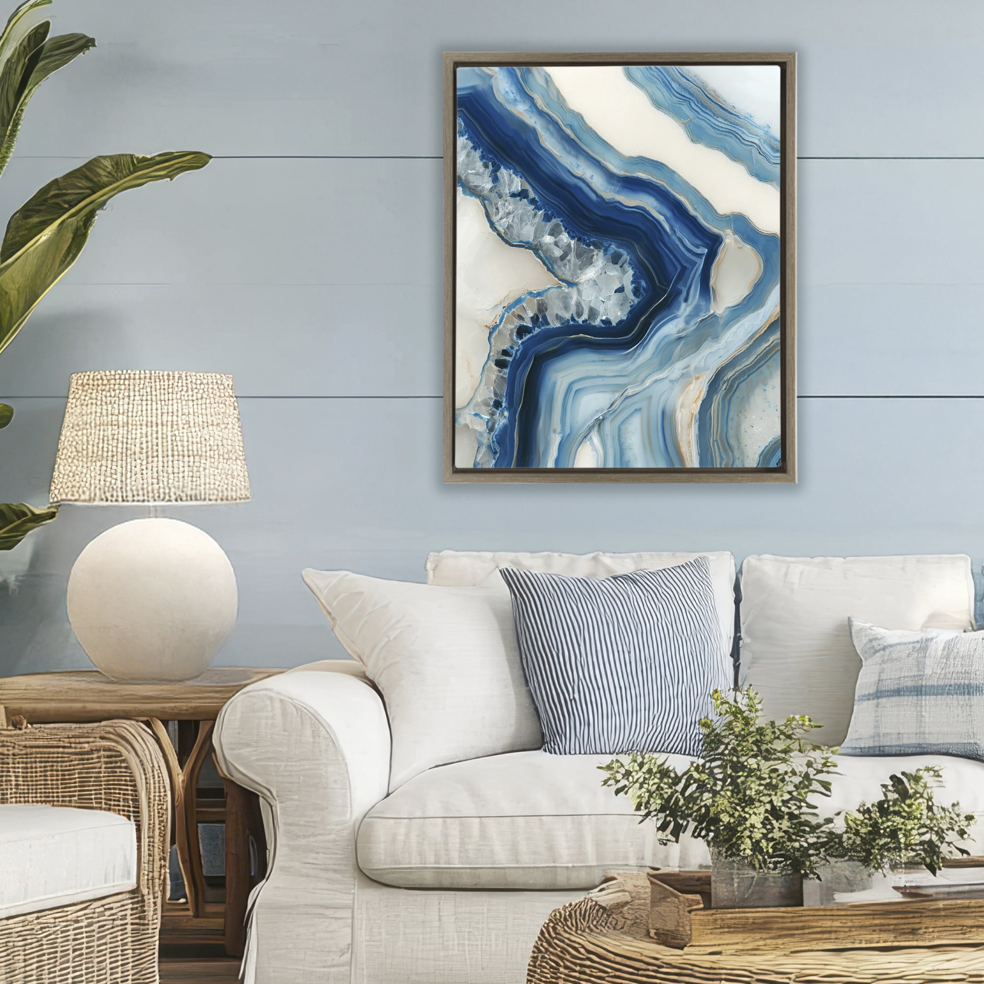 Stupell Industries Sea Colored Stones Geode Brown Framed Floater Canvas Wall Art, design by Svetlana Aleynikova