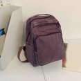 thumbnail image 3 of Canvas Square Backpack, Mini Casual Backpack, Solid Color Schoolbag for College Work Travel, Purple, 3 of 10